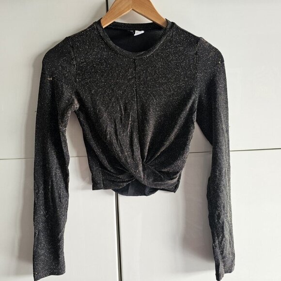 Cropped wrap top in black glitter Shimmer - Picture 2 of 8